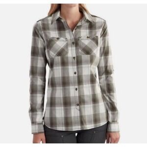 Carhartt Womens Huron Button Up Shirt Size M Plaid Print Roll Tab Work Camping